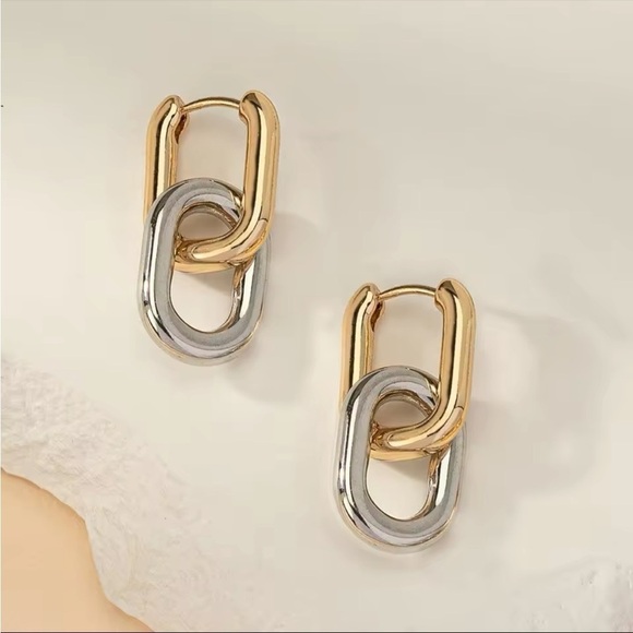 Square Earrings Gold Silver Geometric Square Hoop Earrings for Women Huggie Drop - Picture 1 of 6